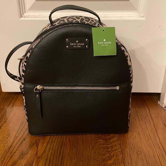 Kate Spade Grove Street Leopard Black Backpack NWT main image 2
